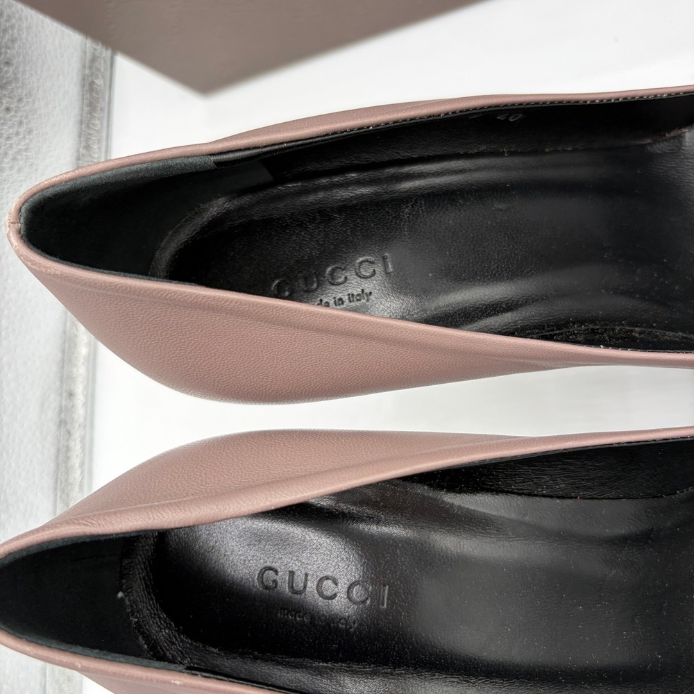 Gucci Leather Pointed Toe‎ Heels Horsebit AUTH COA Mauve Pink Women 40 9.5 - Picture 9 of 12